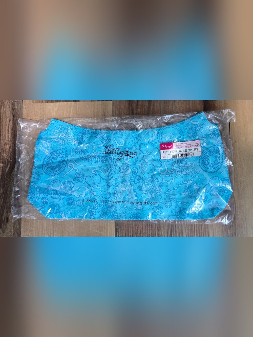 Thirty-One Fitted Purse Skirt - Aqua Paisley Parade #435B (Retired) - NWT